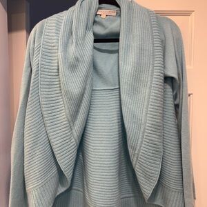 100% Cashmere Light Blue Cardigan Sweater | Soft Luxury Knit | Size M